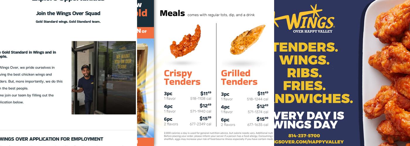 Wings Over Happy Valley Menu