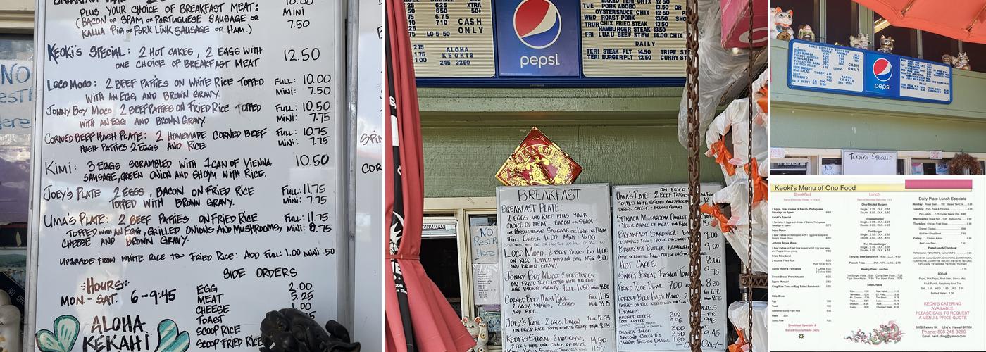 Keoki's Menu