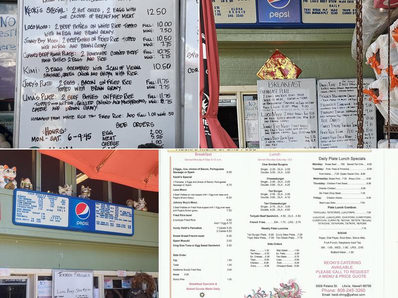 Keoki's Menu