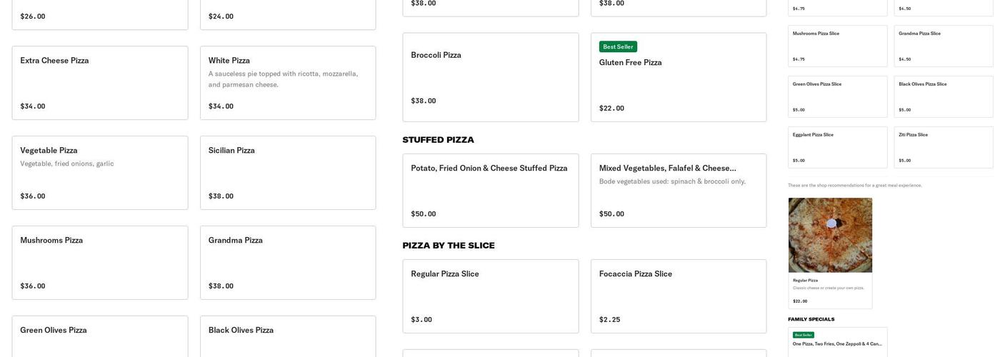 Pizza Pious Menu