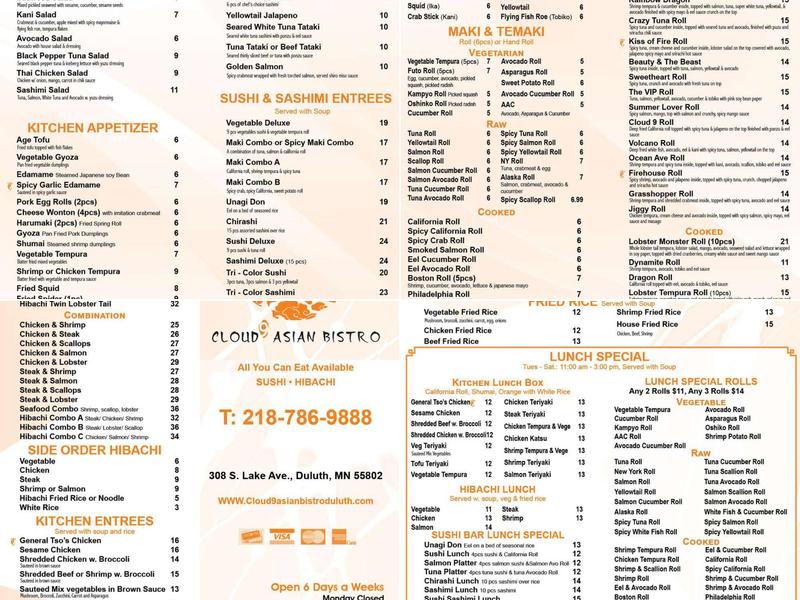 Cloud 9 Menu