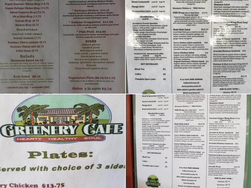 The Greenery Cafe Menu