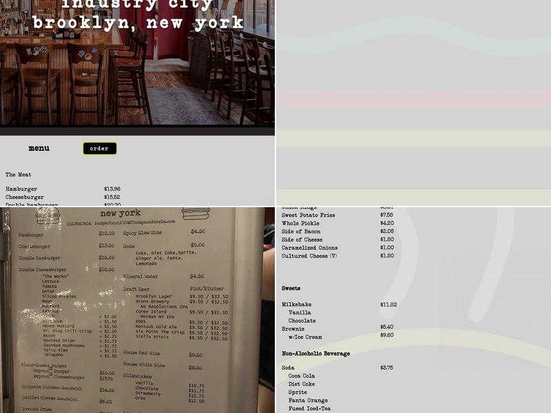 burger joint Menu