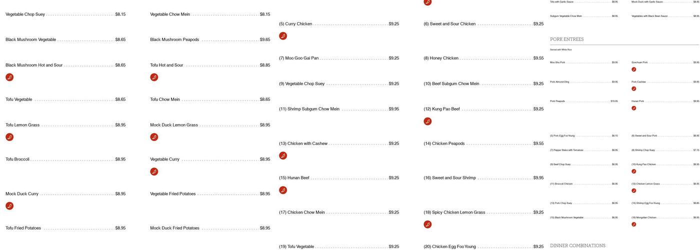 China Star Family Restaurant Menu