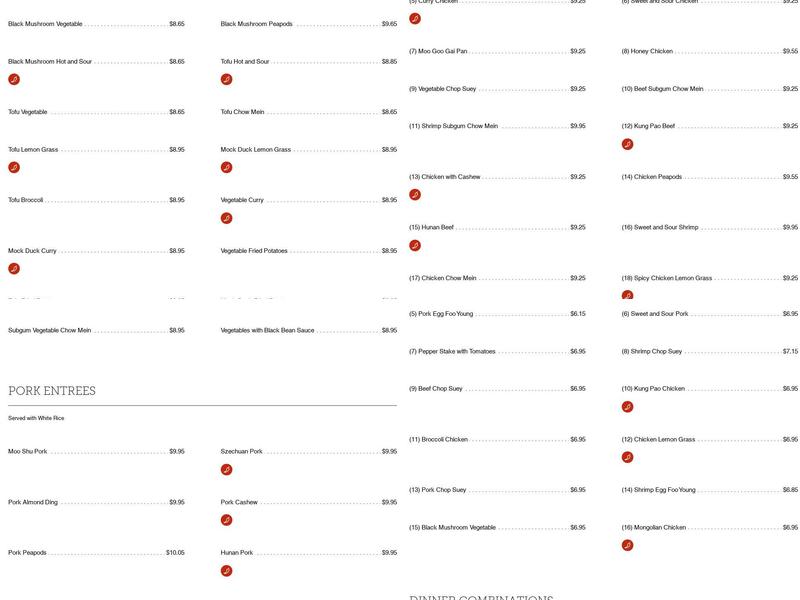 China Star Family Restaurant Menu