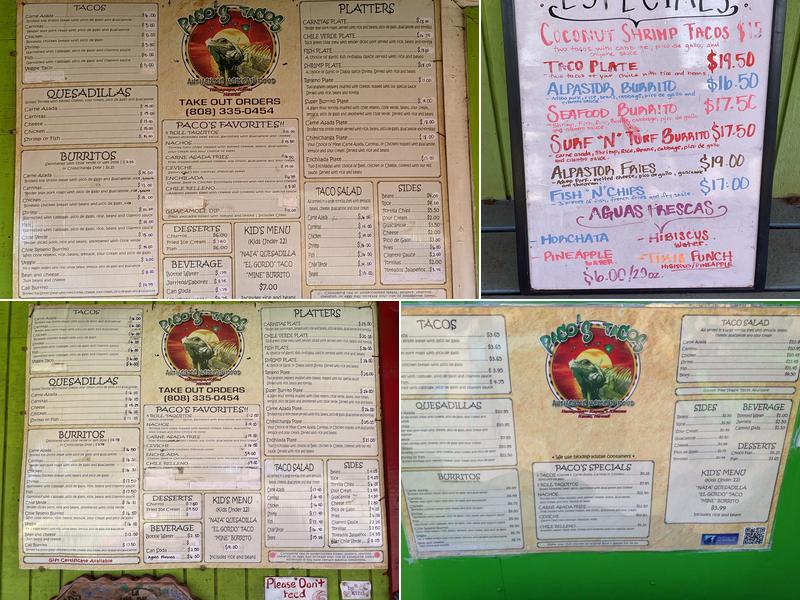 Paco's Tacos Authentic Mexican Food Menu