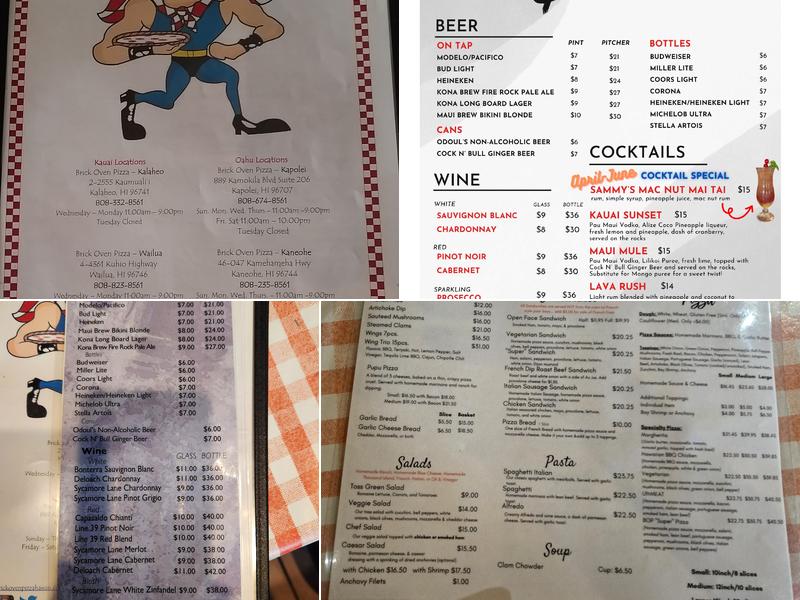 Brick Oven Pizza Menu