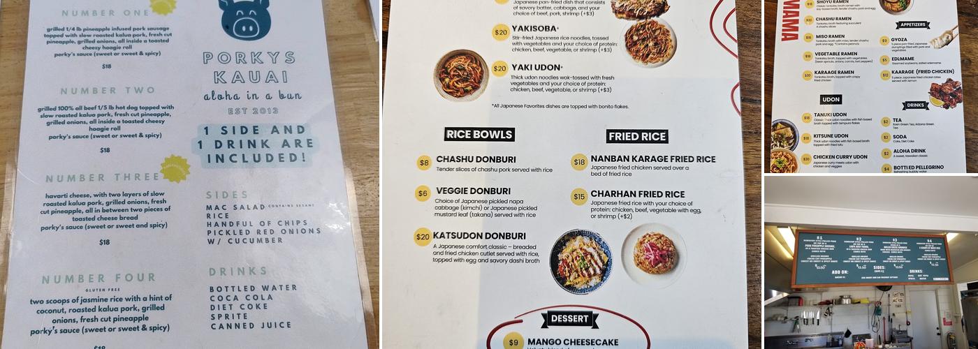 Porky's Kaua’i Menu