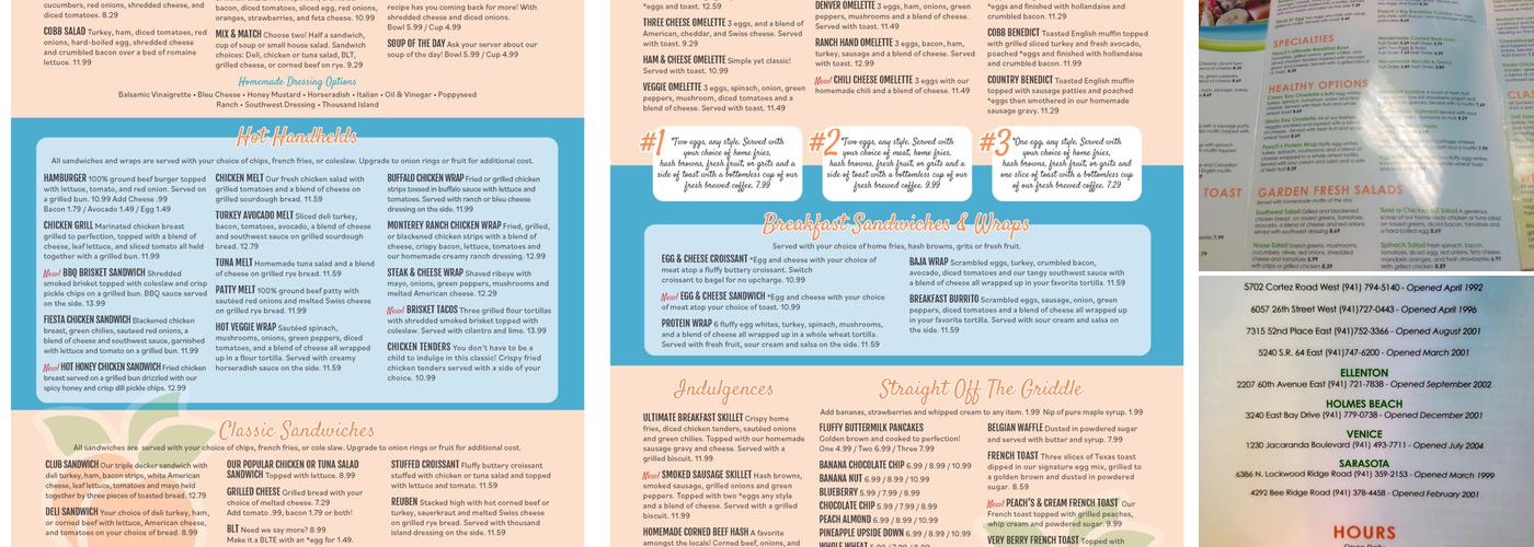 Peach's Restaurant - Manatee Menu