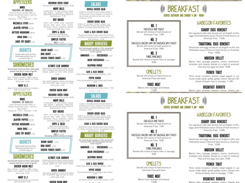 Wabegon Bar & Grill Menu