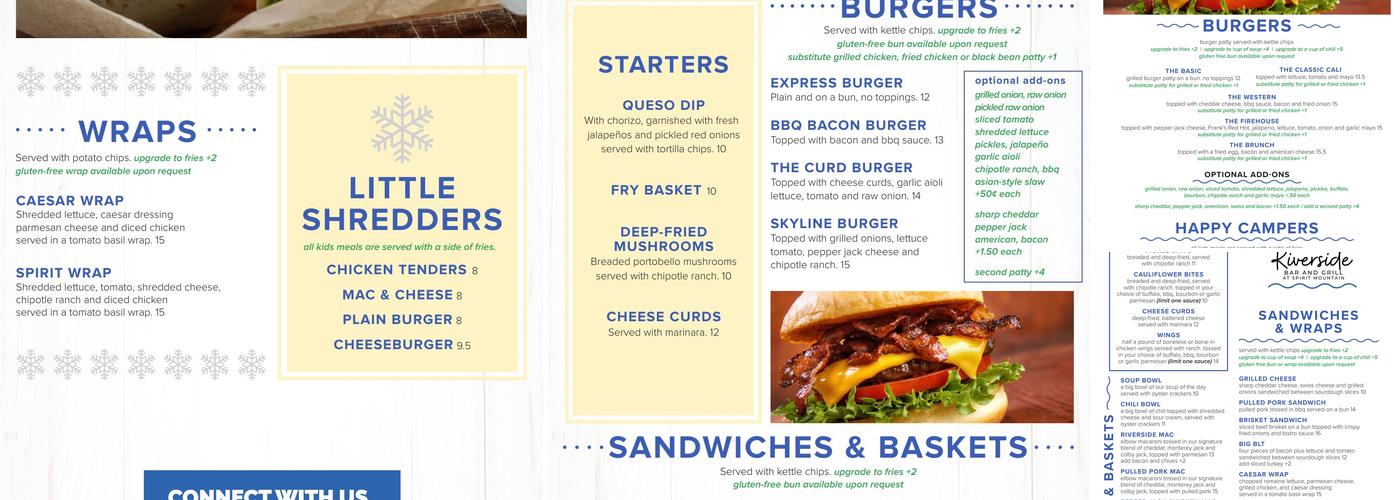 Grand Avenue Chalet, Riverside Bar & Grill Menu