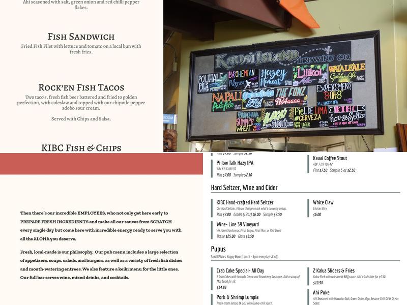 Kauai Island Brewing Company Menu