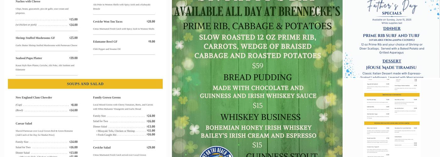 Brennecke's Beach Broiler Menu