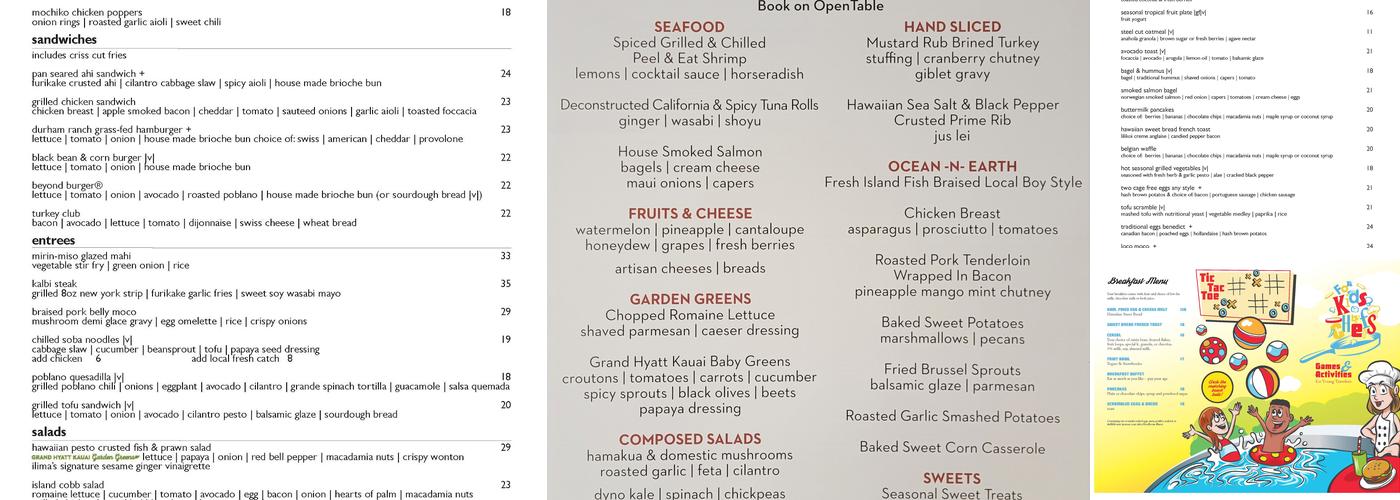 Ilima Terrace Restaurant Menu