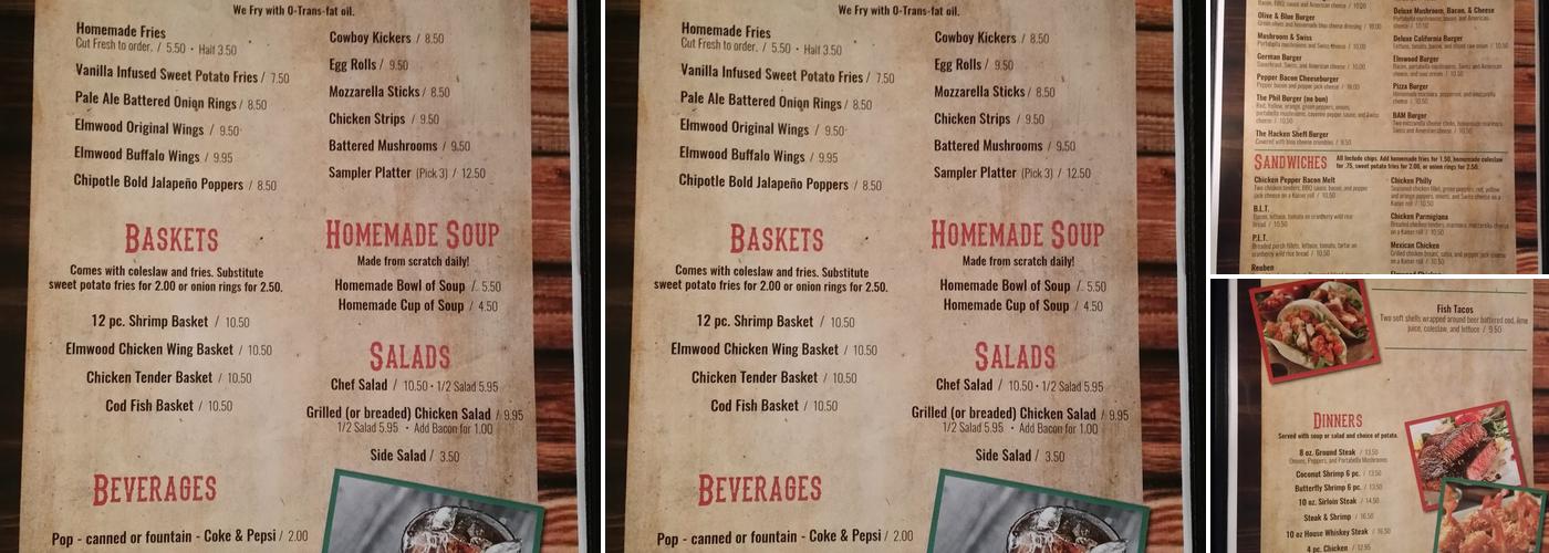 Elmwood Inn Menu