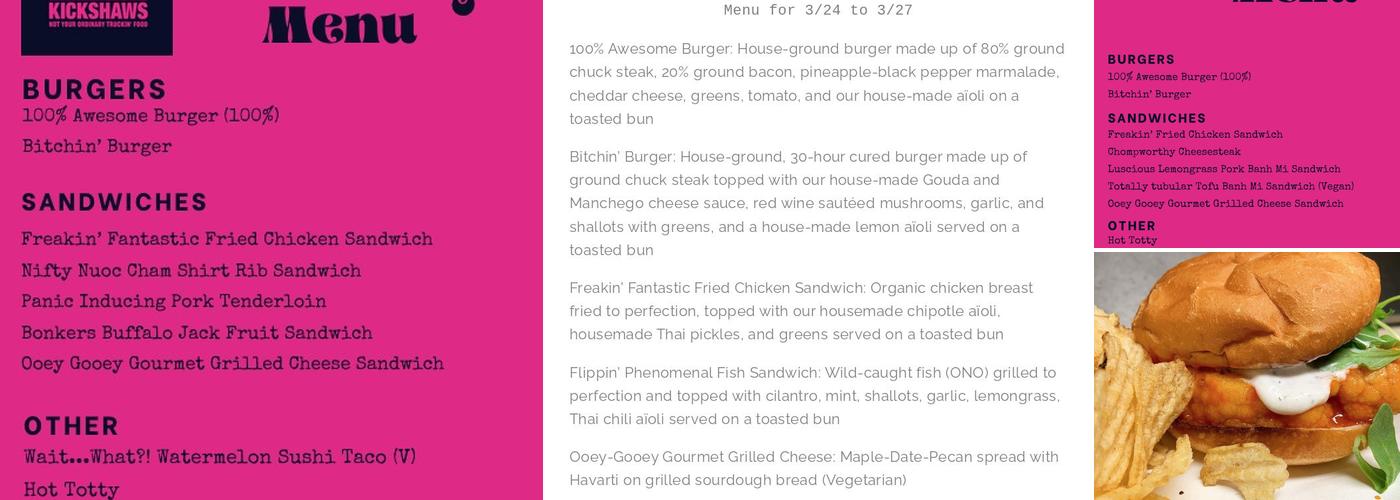 Kickshaws Menu