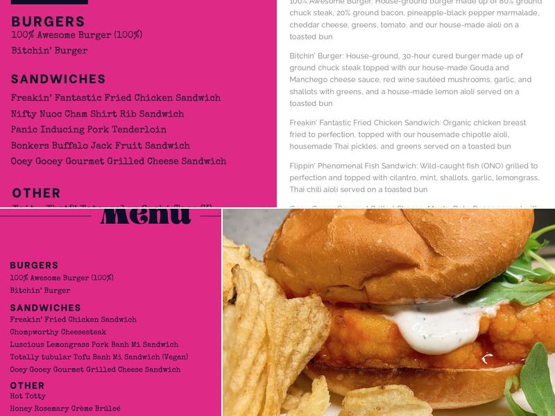 Kickshaws Menu