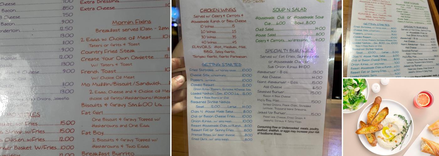 Mulligans Menu