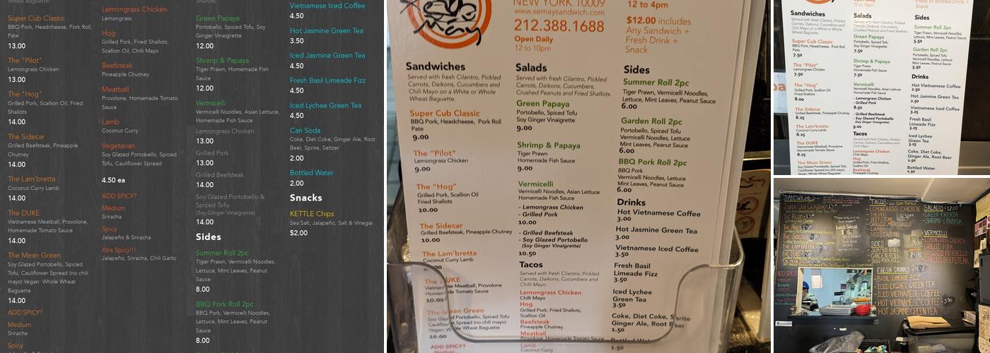Xe Máy Sandwich Shop Menu