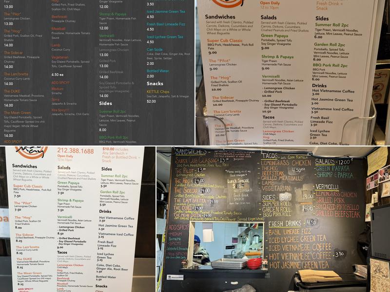 Xe Máy Sandwich Shop Menu