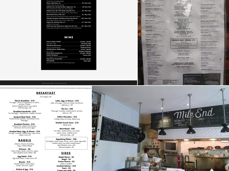 Mile End Delicatessen Menu