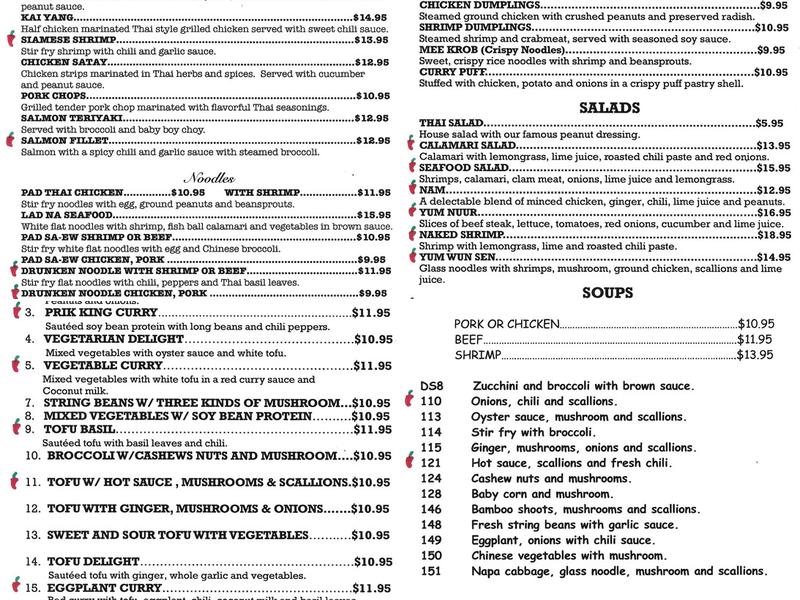 Seeda Thai Menu