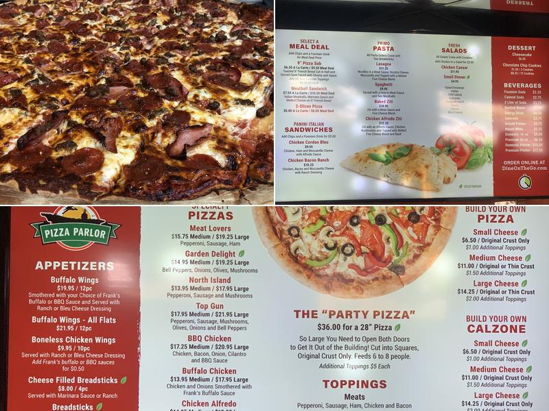 NBC Pizza Parlor Menu