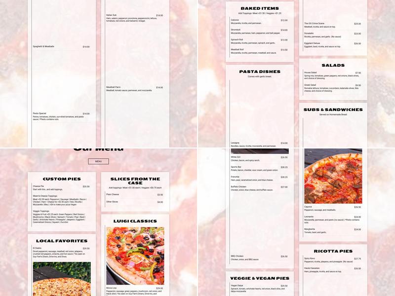 Pizzeria Luigi Menu