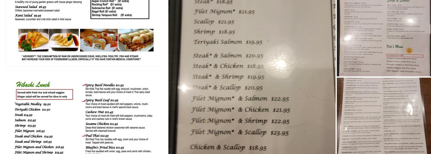 Blue Fin Restaurant Menu