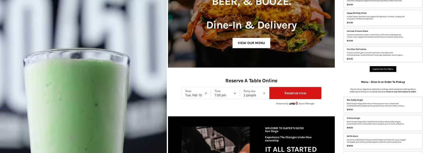 Slater’s 50/50 Menu