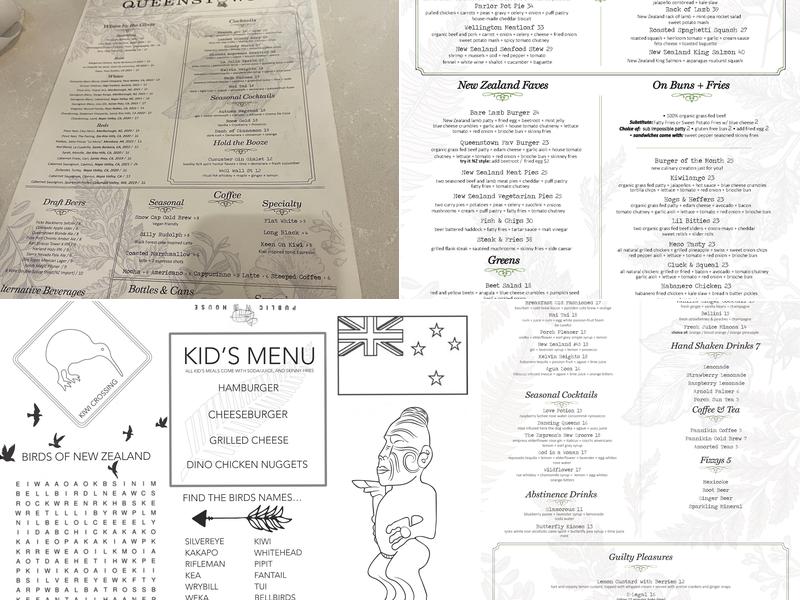 Queenstown Public House Menu