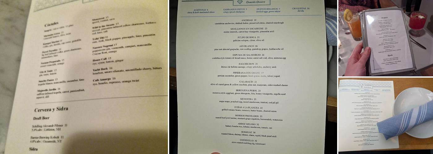 La Vara Menu