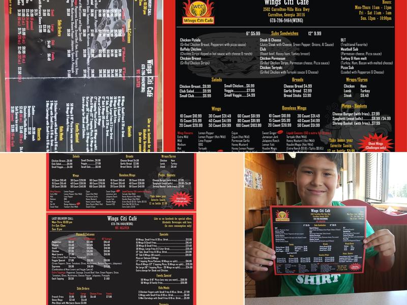 Wings Citi Cafe Menu