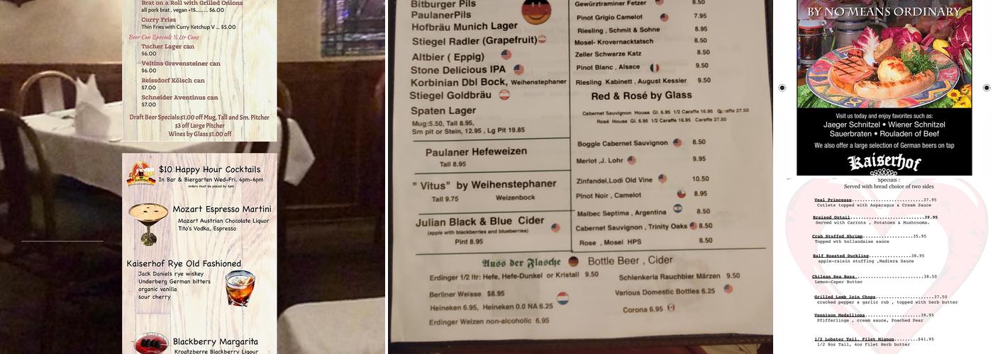 Kaiserhof Restaurant Menu