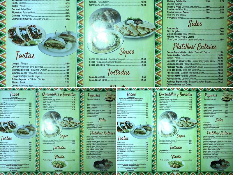 Taqueria El Rinconcito Menu