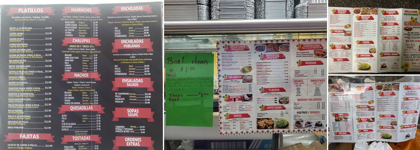 Girasoles Mexican Cuisine Menu