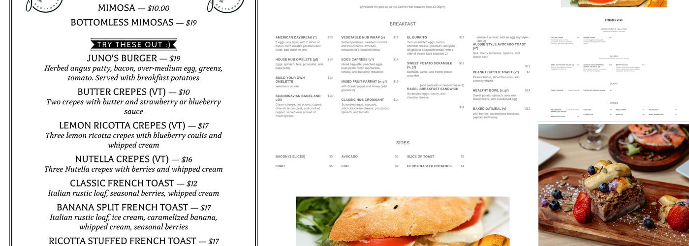 Coffee Hub and Cafe Menu