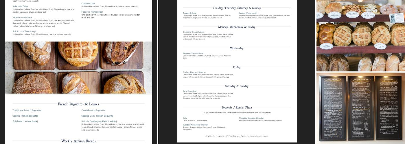 Con Pane Rustic Breads & Cafe Menu