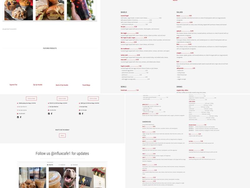 Influx Cafe Little Italy Menu