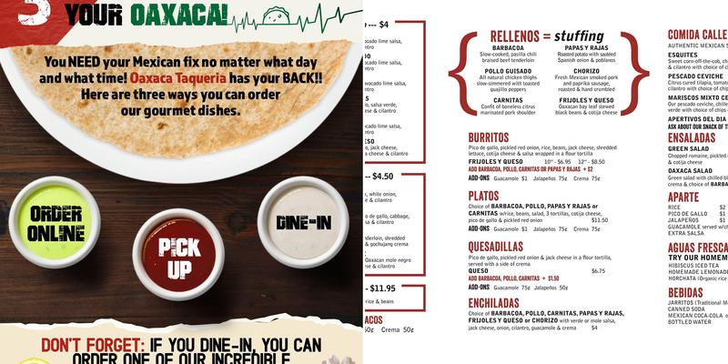 Oaxaca Taqueria Menu