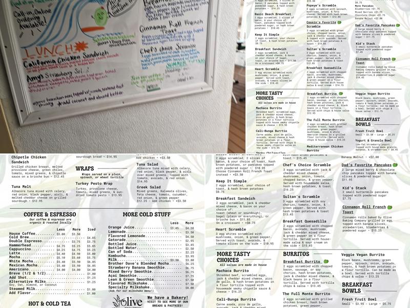 Olive Cafe Menu