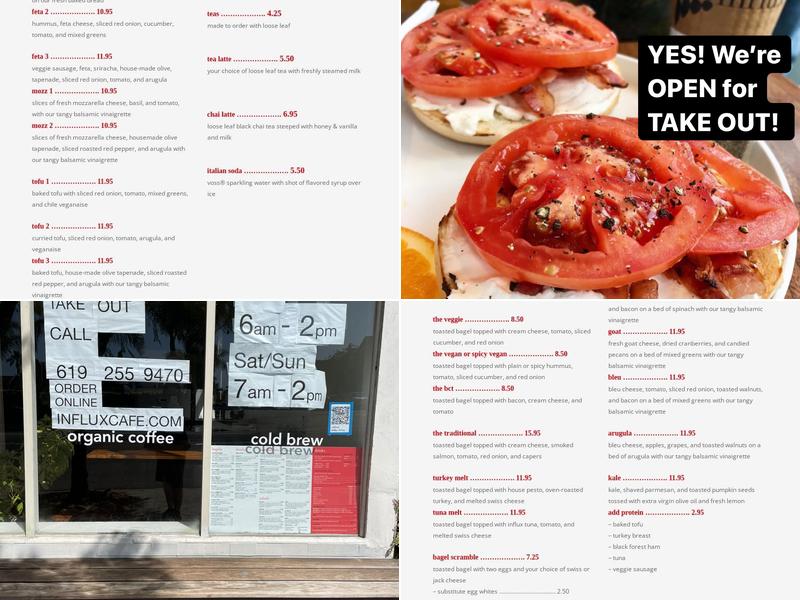 Influx Cafe Menu