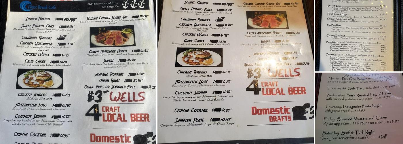 Point Break Menu
