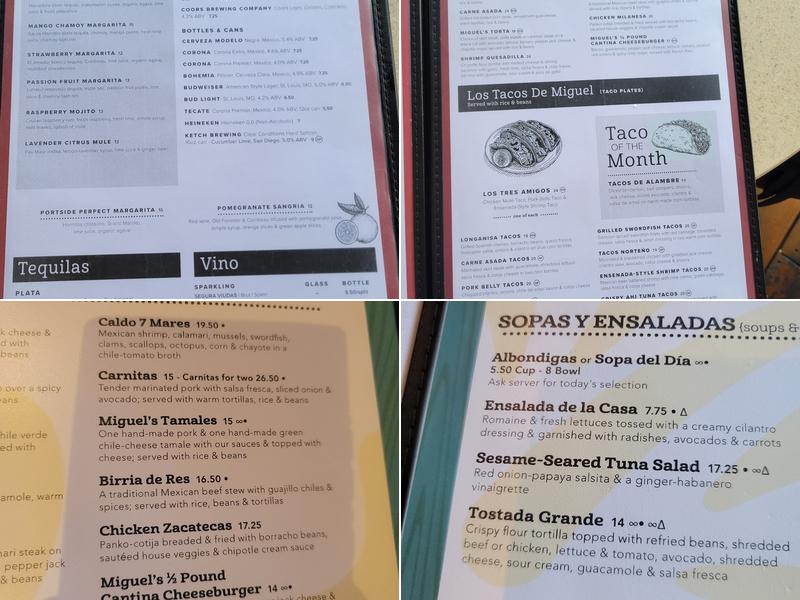Miguel's Cocina Menu