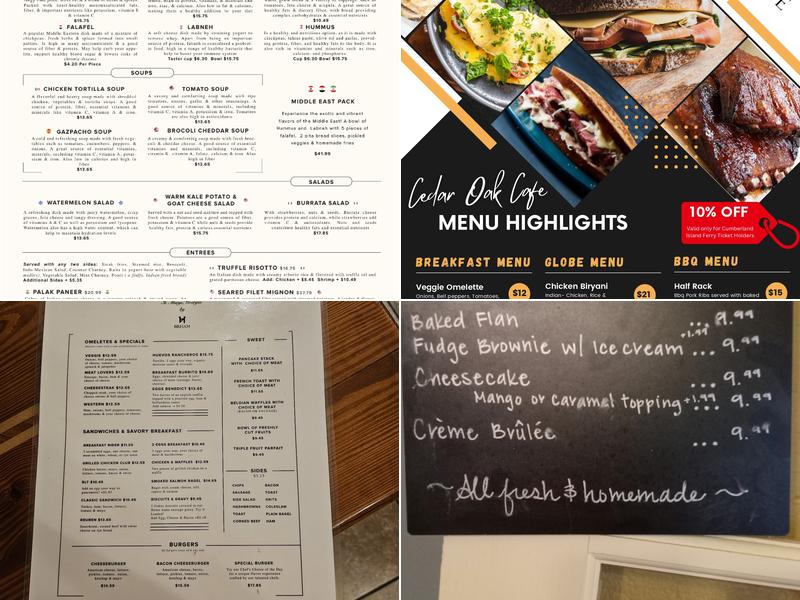 Cedar Oak Cafe By Brham Menu