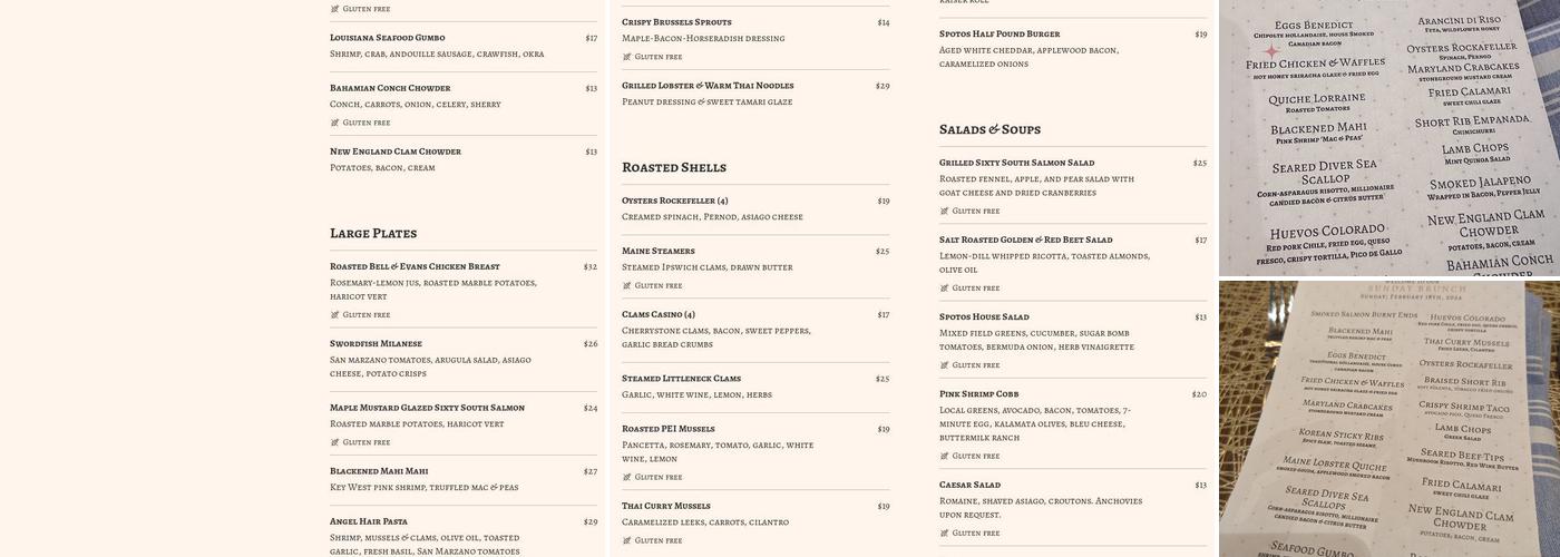 Spotos Fish & Oyster Menu