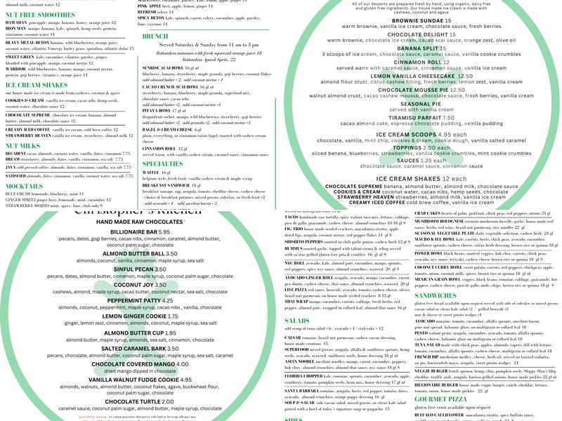 Christopher's Kitchen Menu