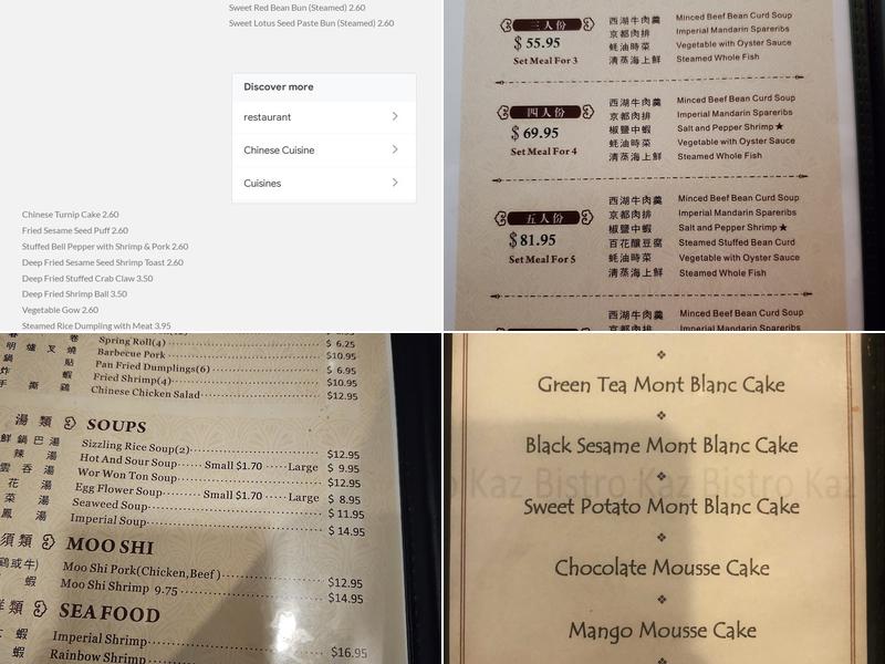 Imperial Mandarin Menu