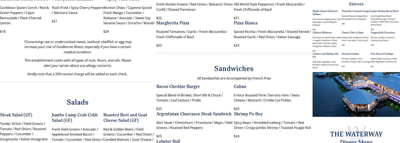 Waterway Cafe Menu