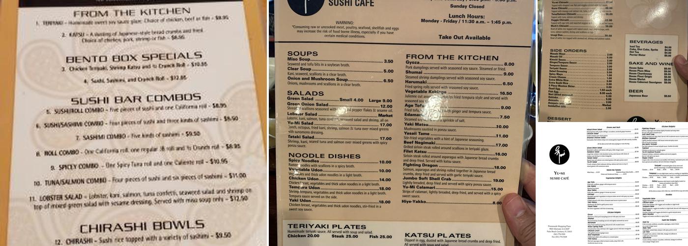 Yu-Mi Sushi Cafe Menu